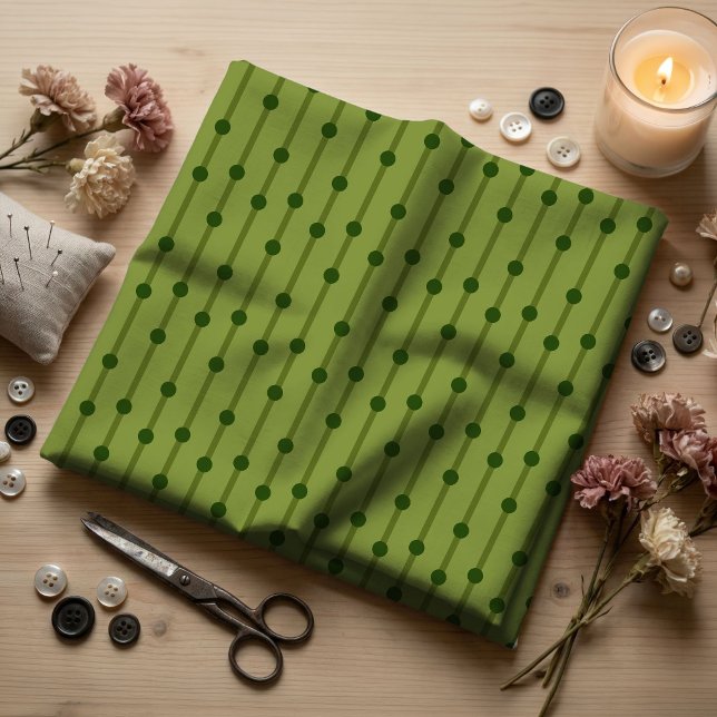Minimalist Dark Green Geometric Dots and Stripes Fabric (Creator Uploaded)