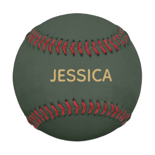 Minimalist dark green gold script personalised baseball