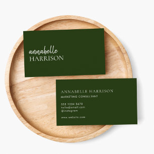 Minimalist Dark Green Modern Professional Script Business Card