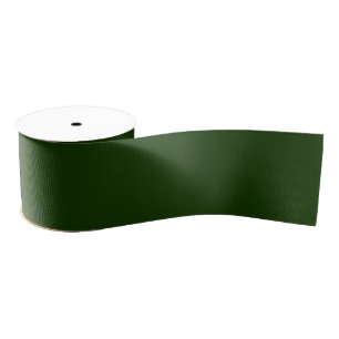 Minimalist Dark Green Plain Solid Colour #143601 Grosgrain Ribbon