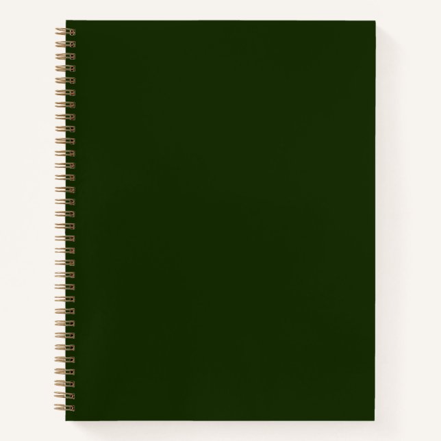 Minimalist dark green plain solid colour elegant notebook (Front)