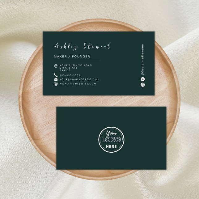 Minimalist Dark Green Professional Branding Logo Business Card (Creator Uploaded)