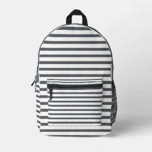 Minimalist Dark Grey and White Striped Backpack