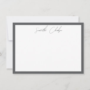 Minimalist Dark Grey Border Handwritten Script Card
