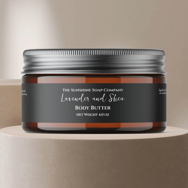 Minimalist Dark Grey Cosmetics Jar Label (Creator Uploaded)