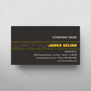 Minimalist Dark Grey Gold Architect Business Card