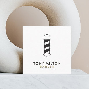 Minimalist Dark Grey White Barber Pole Square Business Card