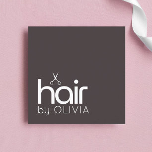 Minimalist Dark Grey White Bold Salon Hairstylist Square Business Card
