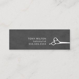 Minimalist Dark Grey White Scissors Hairstylist Mini Business Card