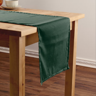 Minimalist dark pine green solid plain elegant short table runner