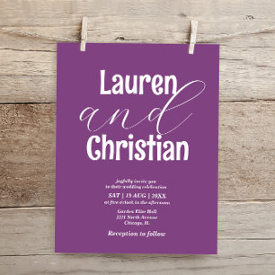 Minimalist  Dark Purple  Scripture Wedding  Invita Invitation