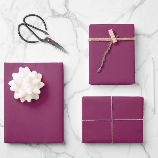 Minimalist Dark raspberry solid plain elegant Wrapping Paper Sheet (Front)