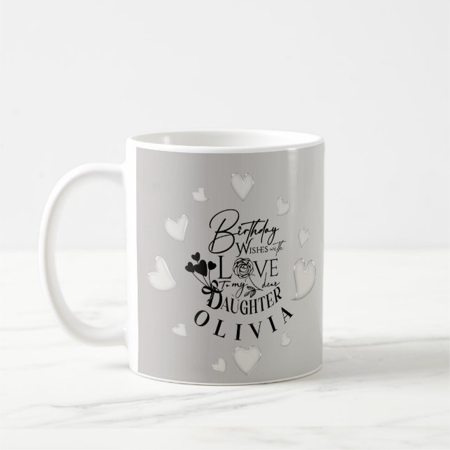 Minimalist Daughter Birthday Lettering Coffee Mug (Left)