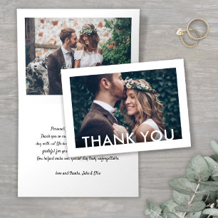 Minimalist Deco Typography Simple 2 Photo Wedding Thank You Card