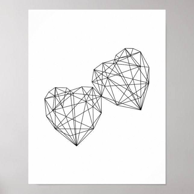 Minimalist Decor Geometric Hearts Wall Art (Front)