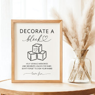 Minimalist Decorate a Block Baby Shower Party Sign