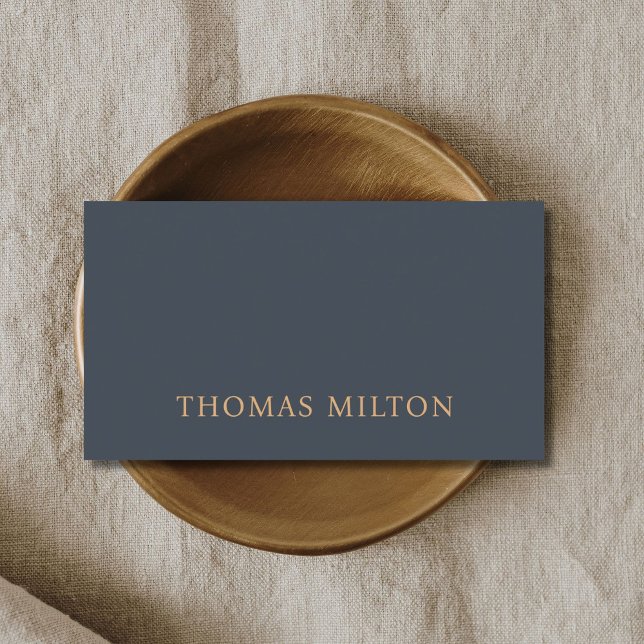 Minimalist Deep Blue Brown Consultant  Business Card (Creator Uploaded)