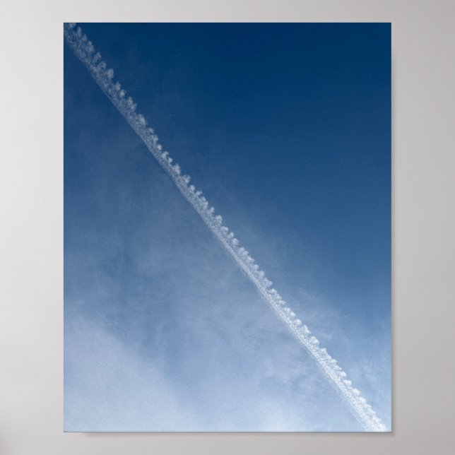 Minimalist Deep Blue Sky Cloud Trail Art Print (Front)