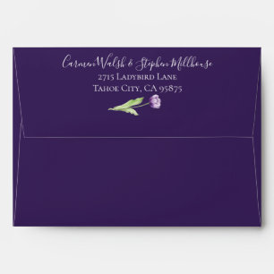 Minimalist Deep Purple Single Tulip Wedding Envelopes