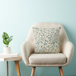 Minimalist Deep Teal Abstract Line Art Pattern Cushion