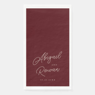 Minimalist Deep Wine Wedding Napkin