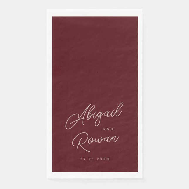 Minimalist Deep Wine Wedding  Napkin (Front)