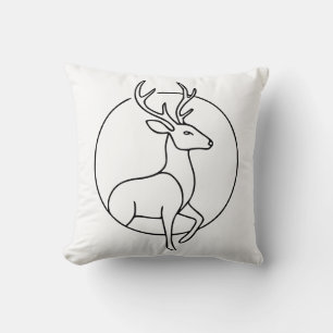 Minimalist Deer Line Art – Forest Animal Art Cushion