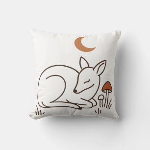 Minimalist Deer Moon Night Art Cushion