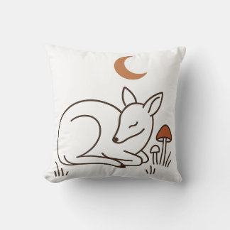 Minimalist Deer Moon Night Art Cushion