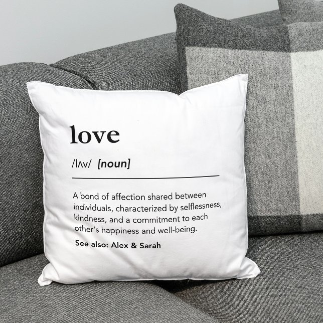 Minimalist definition of love custom names white cushion (Creator Uploaded)