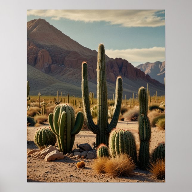 Minimalist Desert Cactus Poster (Front)