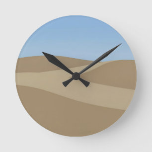Minimalist Desert Dunes Landscape Round Clock