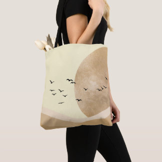Minimalist Desert Landscape with Birds & Sun  Tote Bag