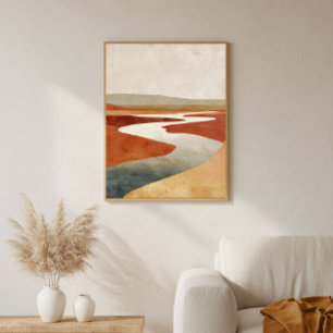 Minimalist Desert River Abstract Wall Art