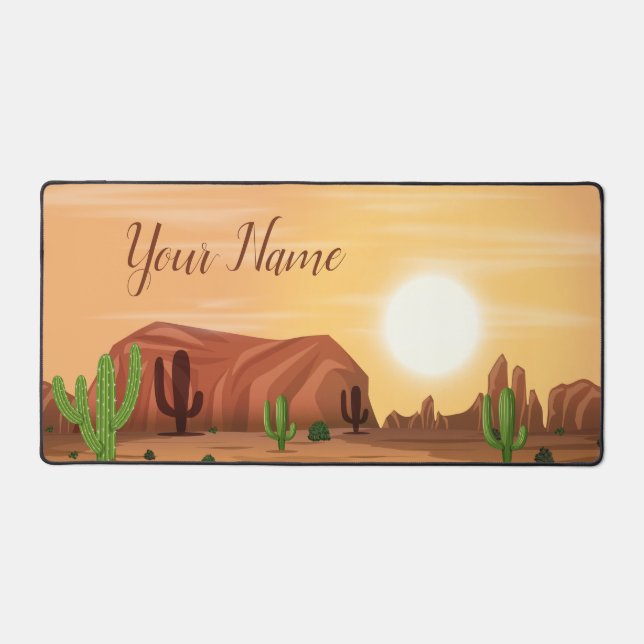 Minimalist Desert Scene Evening Sunset  Desk Mat (Front)
