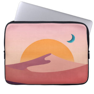 Minimalist Desert Sunset Moon Landscape Laptop Sleeve