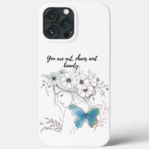 Minimalist design of a woman with a butterfly – Ph iPhone 13 Pro Max Case