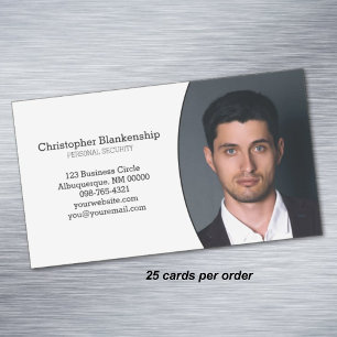 Minimalist Design on White Professional Oval Photo Magnetic Business Card