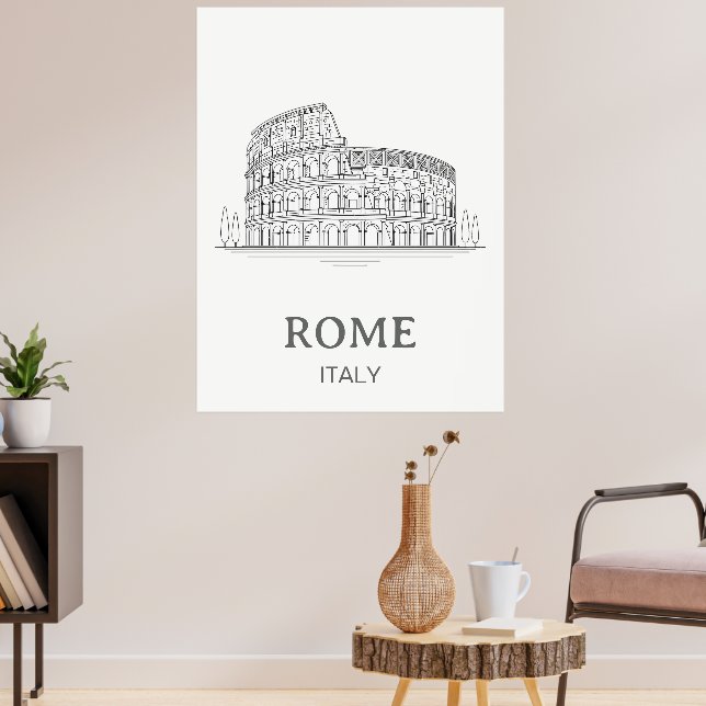 Minimalist Design Rome Coliseum Travel Poster (Living Room 3)