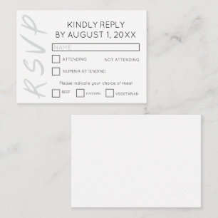 Minimalist design white RSVP card