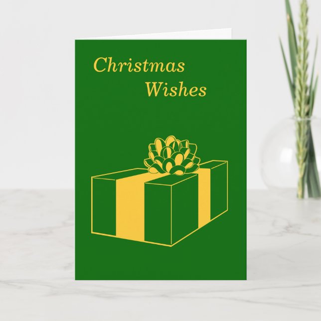 minimalist design wrapped gold gift for christmas holiday card (Front)