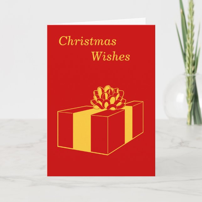 minimalist design wrapped gold gift for christmas holiday card (Front)