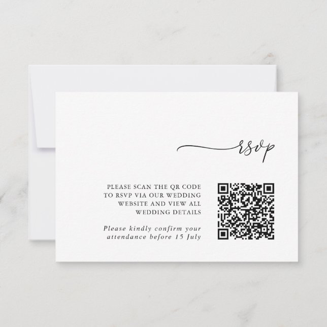 Minimalist Details & QR Code Wedding RSVP Card (Back)