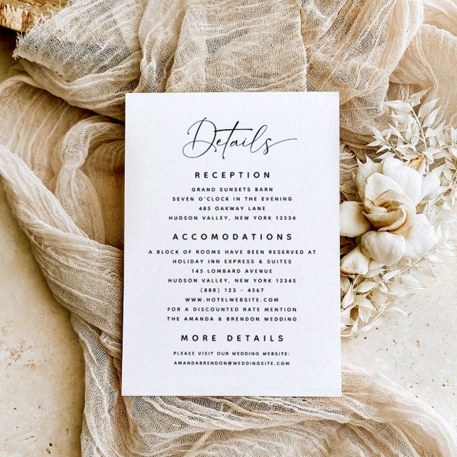 Minimalist Details Wedding  Enclosure Card (Creator Uploaded)
