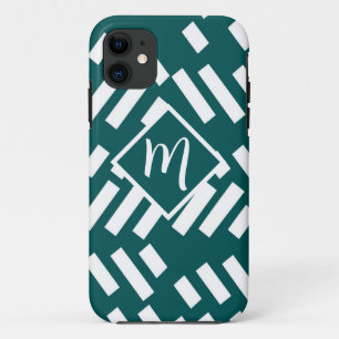 Minimalist Diagonal Striped Pattern, Monogram iPhone 11 Case