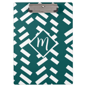 Minimalist Diagonal Striped Pattern, Monogram Clipboard