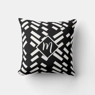 Minimalist Diagonal Striped Pattern, Monogram Cushion