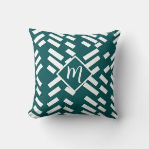 Minimalist Diagonal Striped Pattern, Monogram Cushion