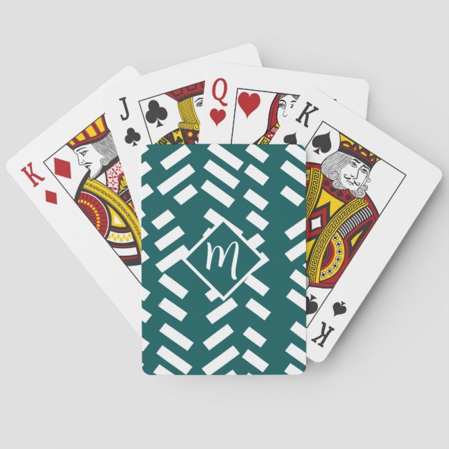 Minimalist Diagonal Striped Pattern, Monogram Playing Cards (Back)