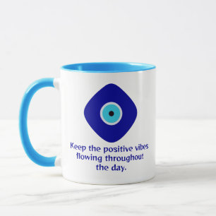 Minimalist Diamond Blue Evil Eye Positive Vibes Mug